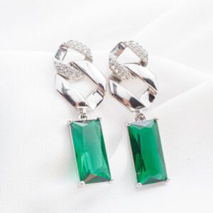 Eslabones brillantes con placa verde de 34 mm