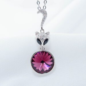 LUXURY_ RODIO Zorrito con colgante morado de cristal austriaco