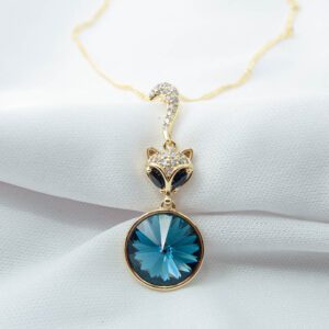 LUXURY_ Zorrito con colgante azul de cristal austriaco