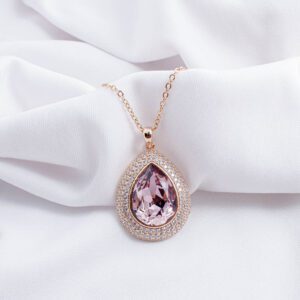 LUXURY_ Gota elegante rosa baby de cristal austriaco