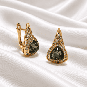 LUXURY_ Triangulos de cristal austriaco negros